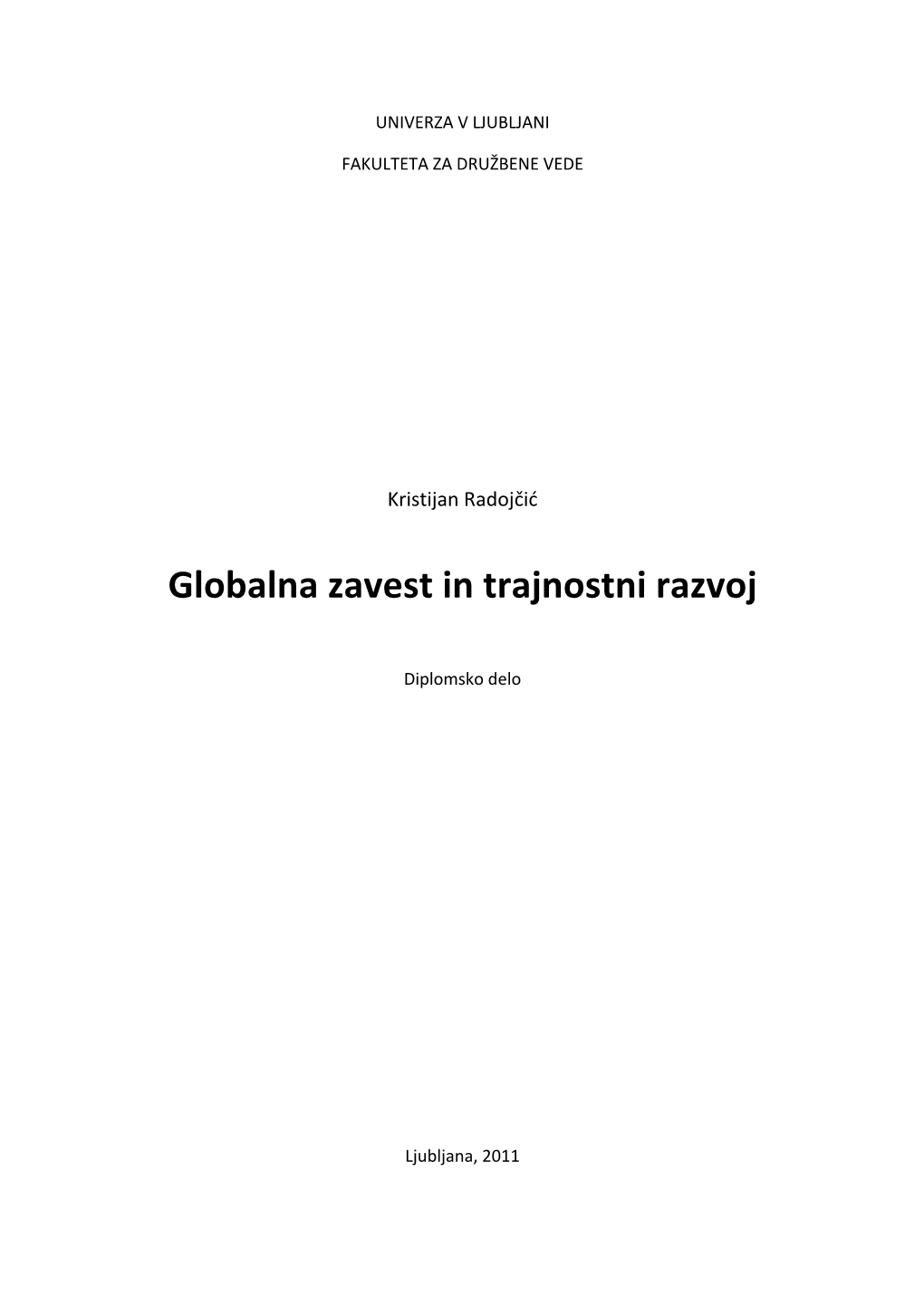 Globalna Zavest in Trajnostni Razvoj