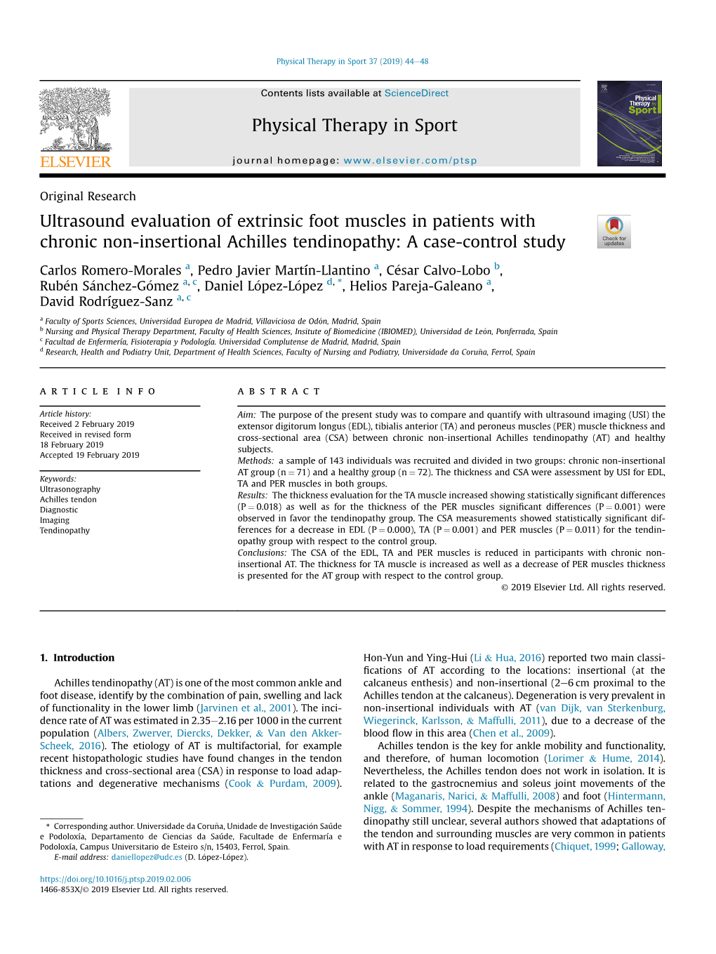 Ultrasound Evaluation of Extrinsic Foot Muscles in Patients with Chronic Non-Insertional Achilles Tendinopathy: a Case-Control Study