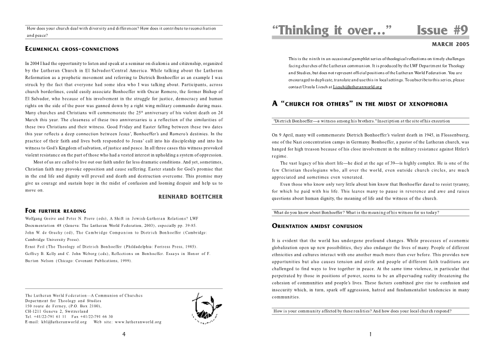 “Thinking It Over…” Issue #9