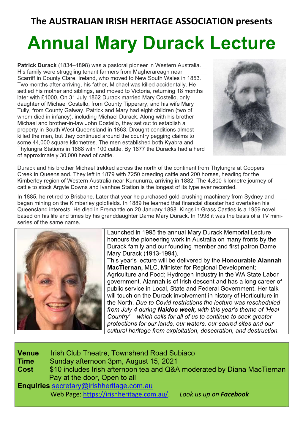 Annual Mary Durack Lecture