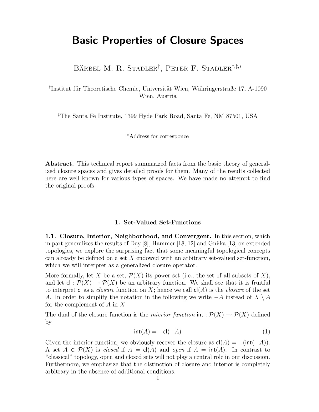 Basic Properties of Closure Spaces