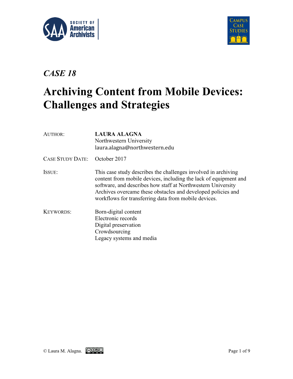 Archiving Content from Mobile Devices: Challenges and Strategies