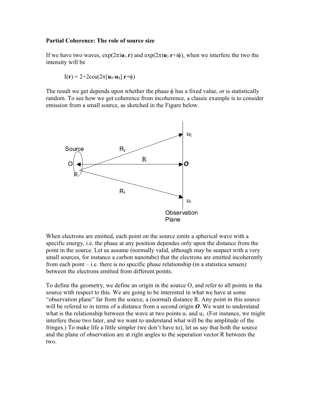 Partial Coherence: the Role of Source Size