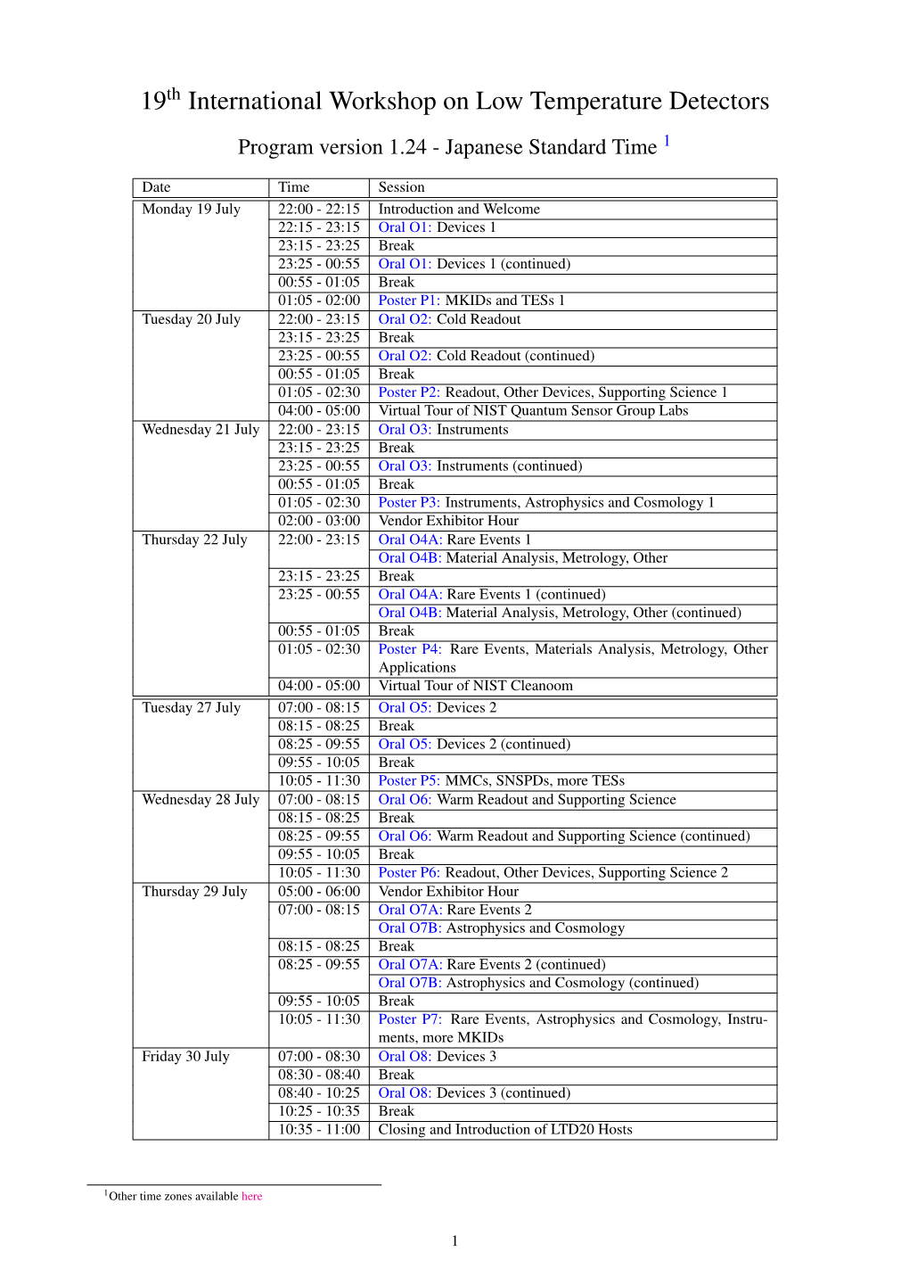 19 International Workshop on Low Temperature Detectors