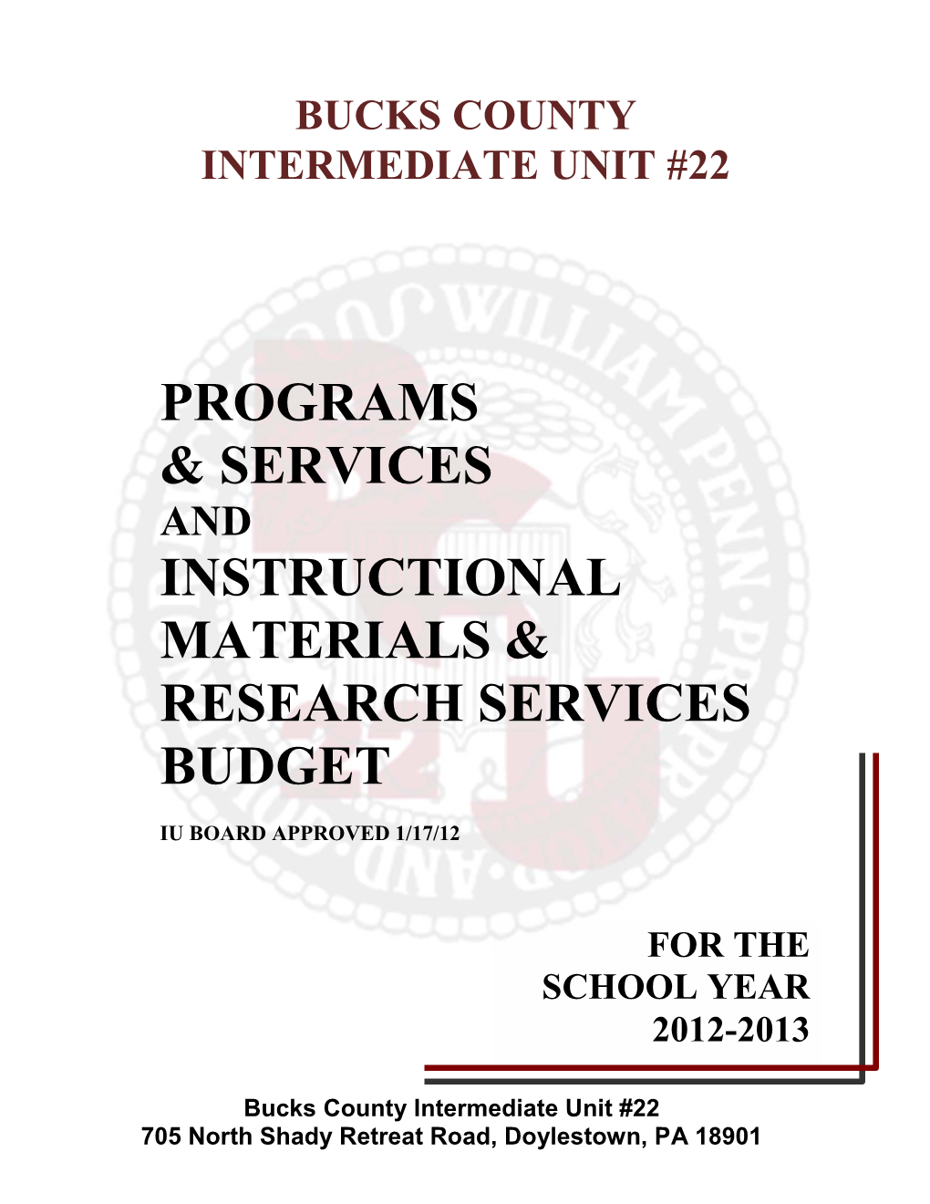 Programs & Services Instructional Materials