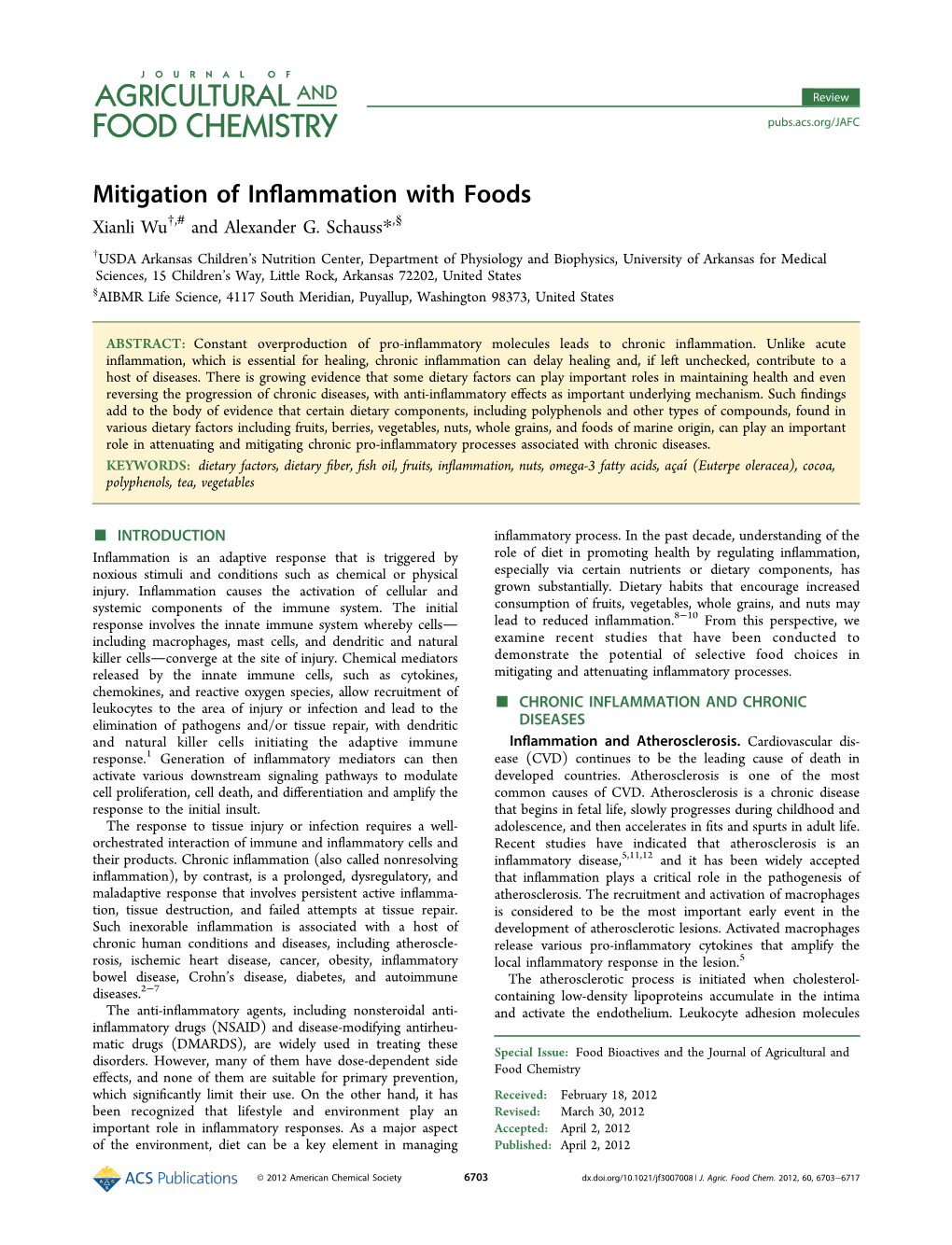 Mitigation of Inflammation with Foods