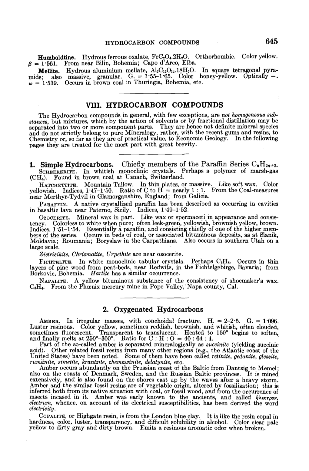 Hydrocarbon Compounds 645