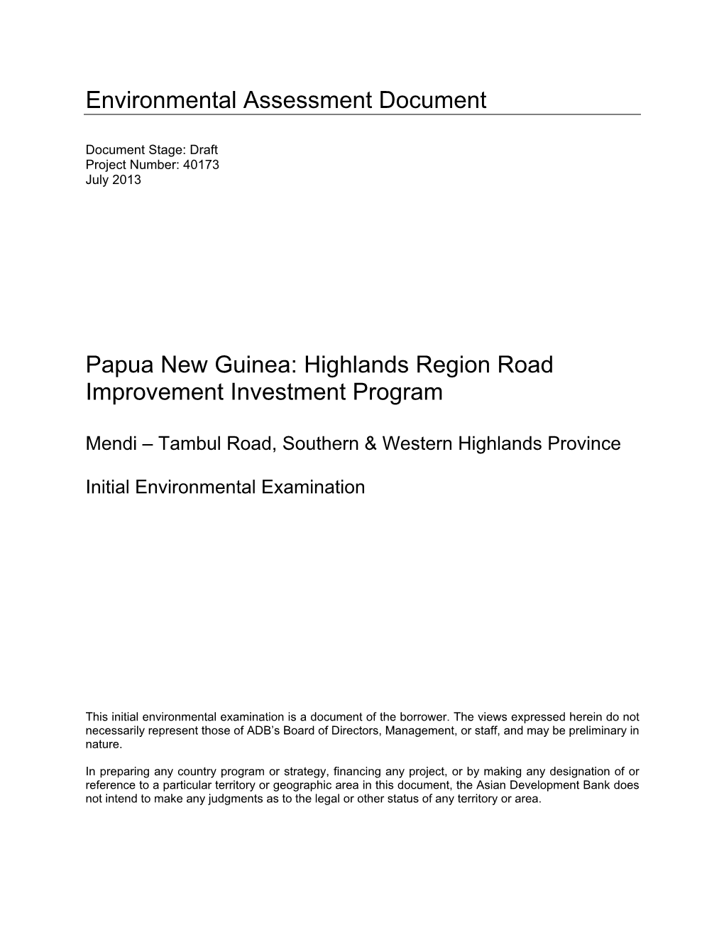 40173-043: Highlands Region Road Improvement Investment