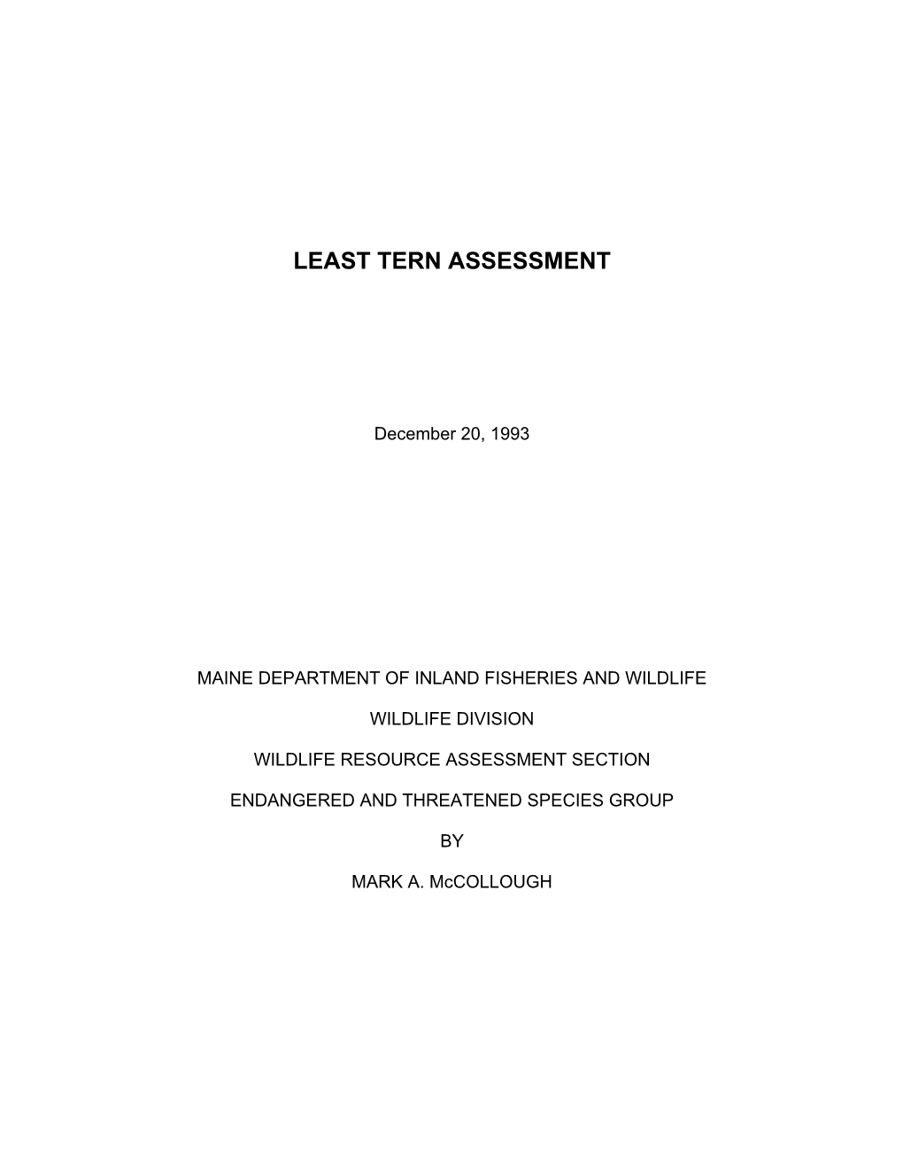 Least Tern Assessment