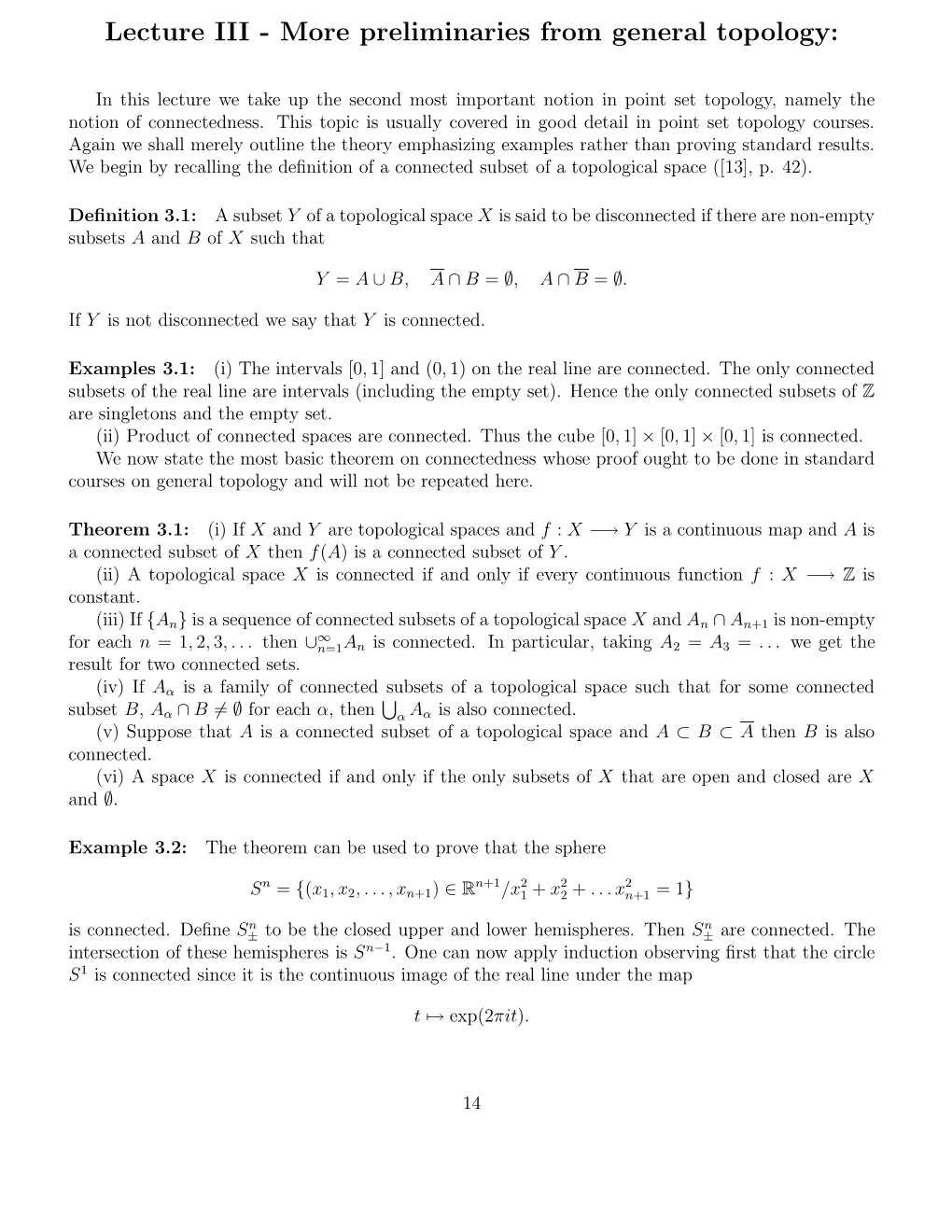 Lecture III - More Preliminaries from General Topology