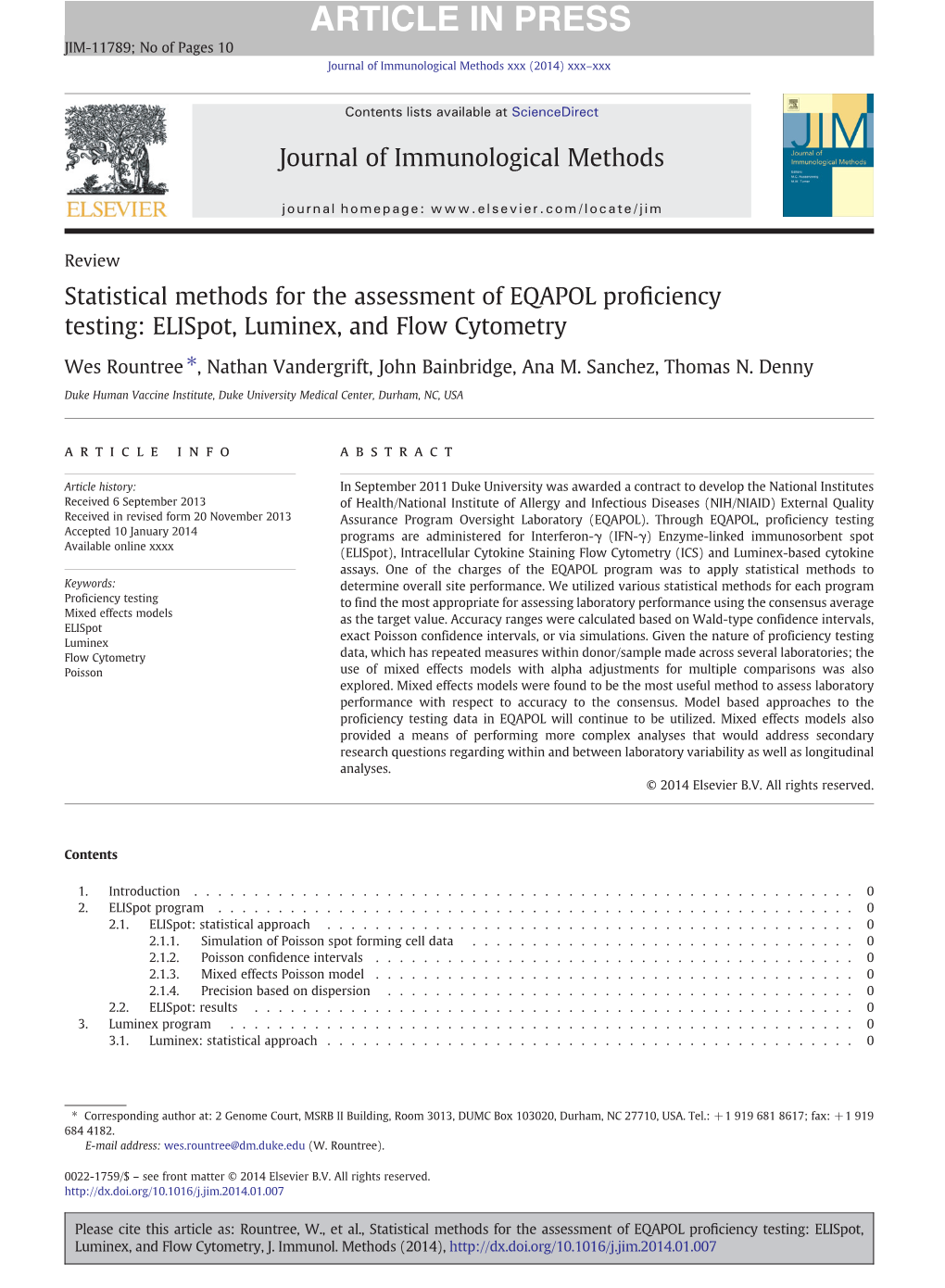 Statistical Methods for the Assessment of EQAPOL Proficiency Testing: Elispot, Luminex, and Flow Cytometry