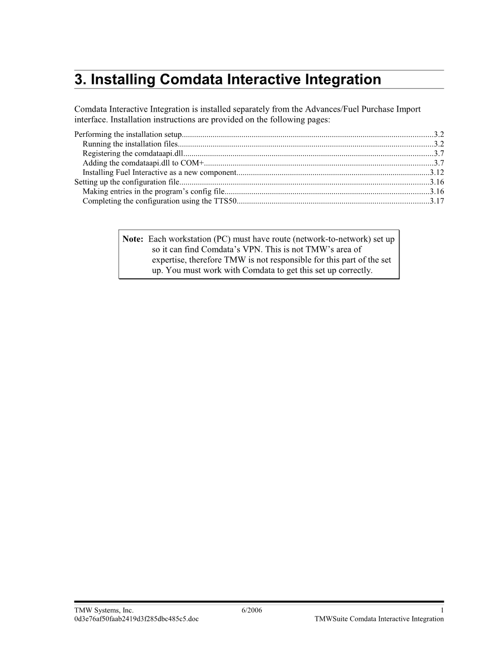 3. Installing Comdata Interactive Integration