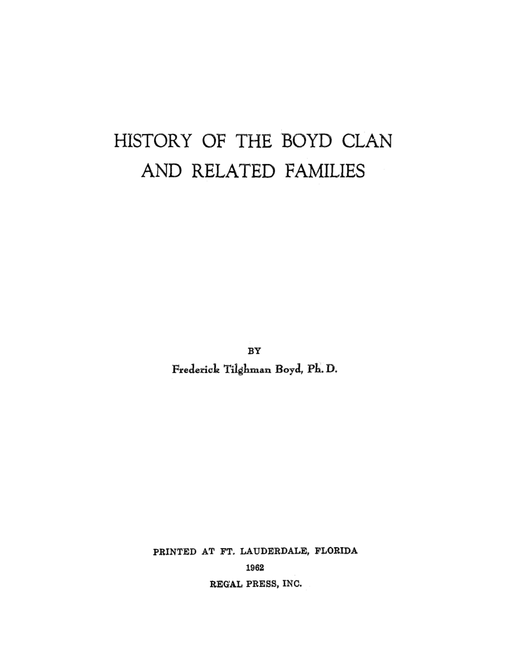 History of the Boyd Clan and Related Families