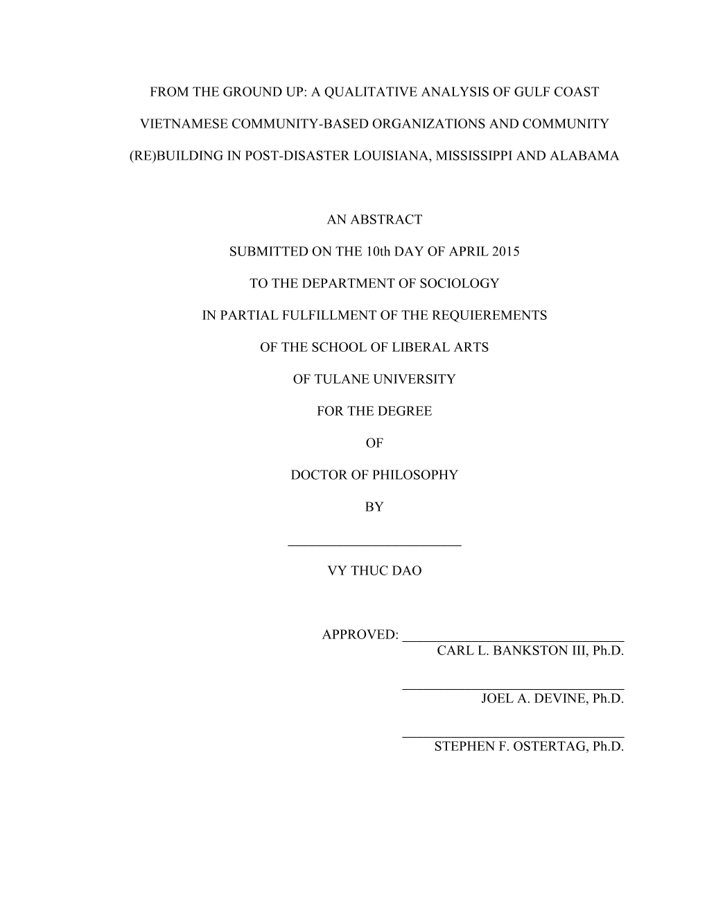 From the Ground Up: a Qualitative Analysis of Gulf Coast