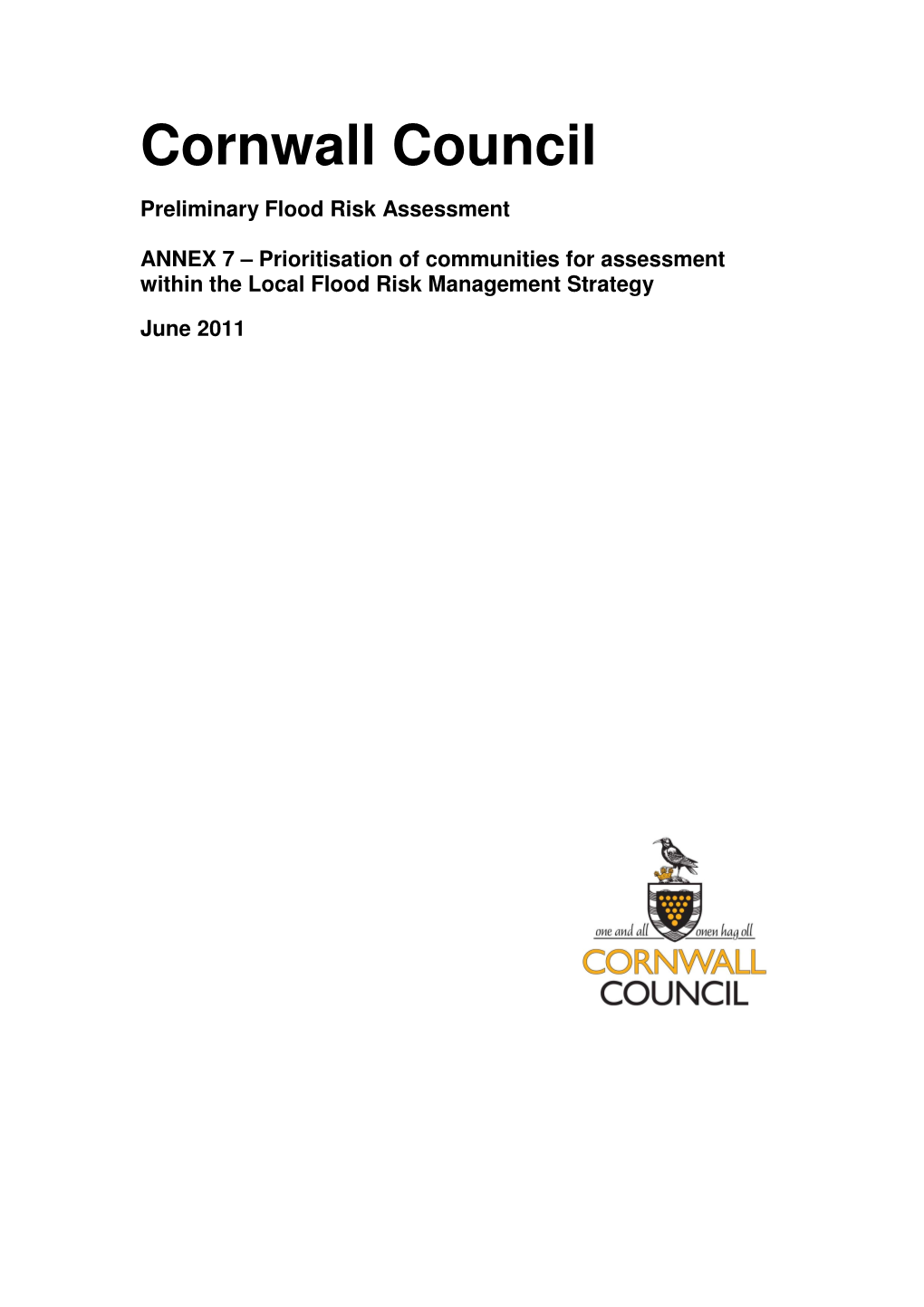 Annex 7: Prioritisation of Communities for Assessment