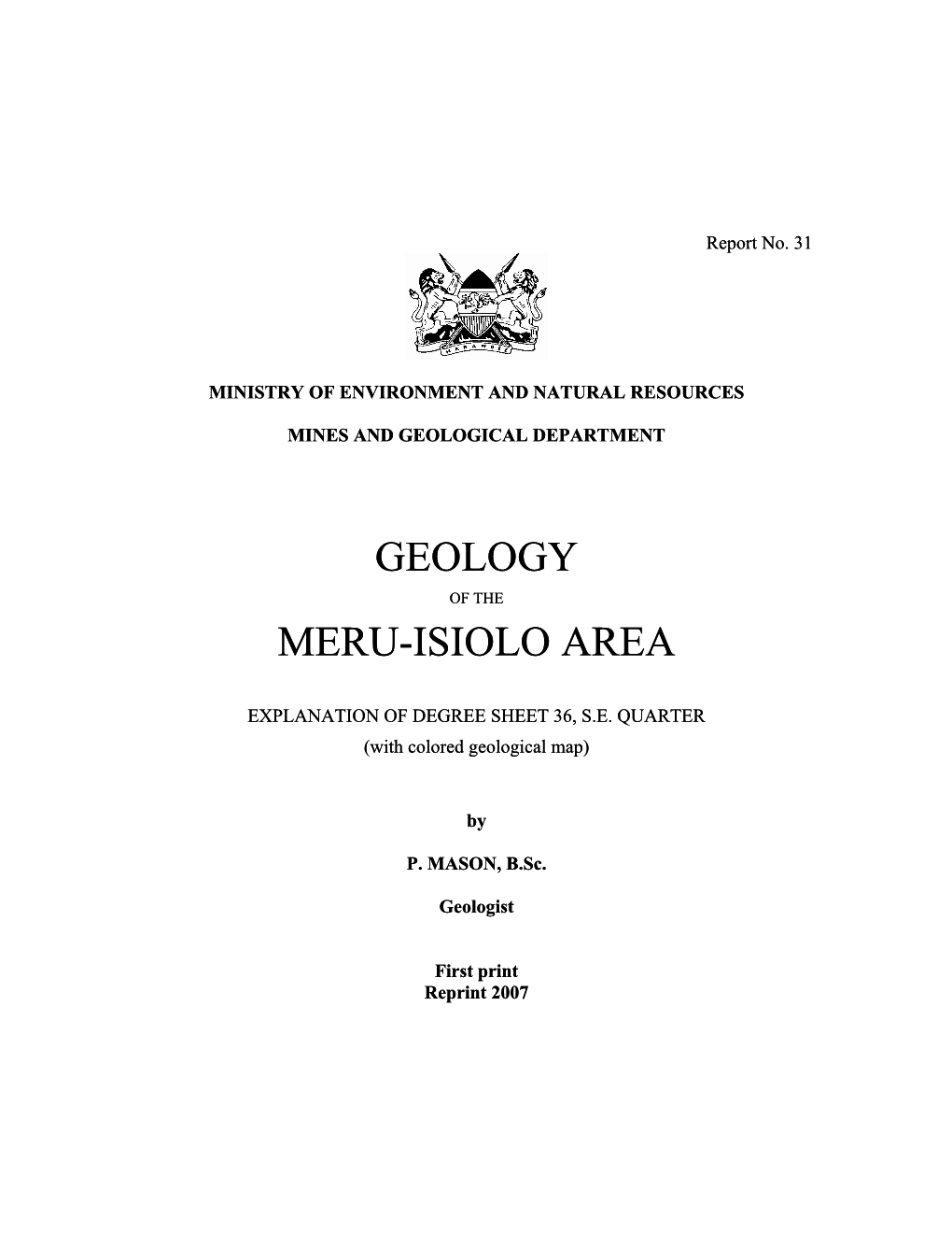 Geology of the Meru Isiolo Area