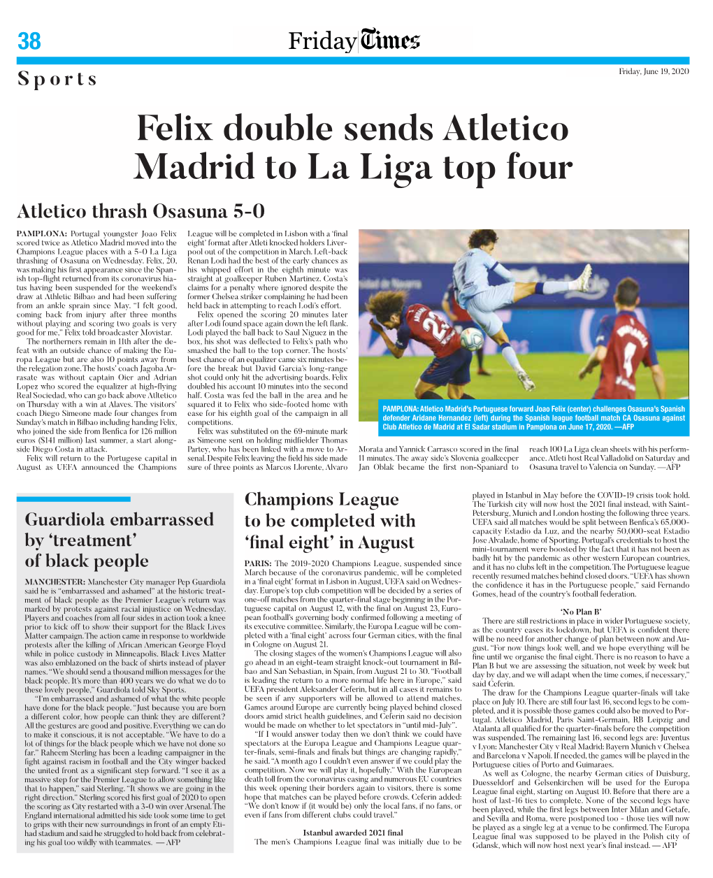 Felix Double Sends Atletico Madrid to La Liga Top Four