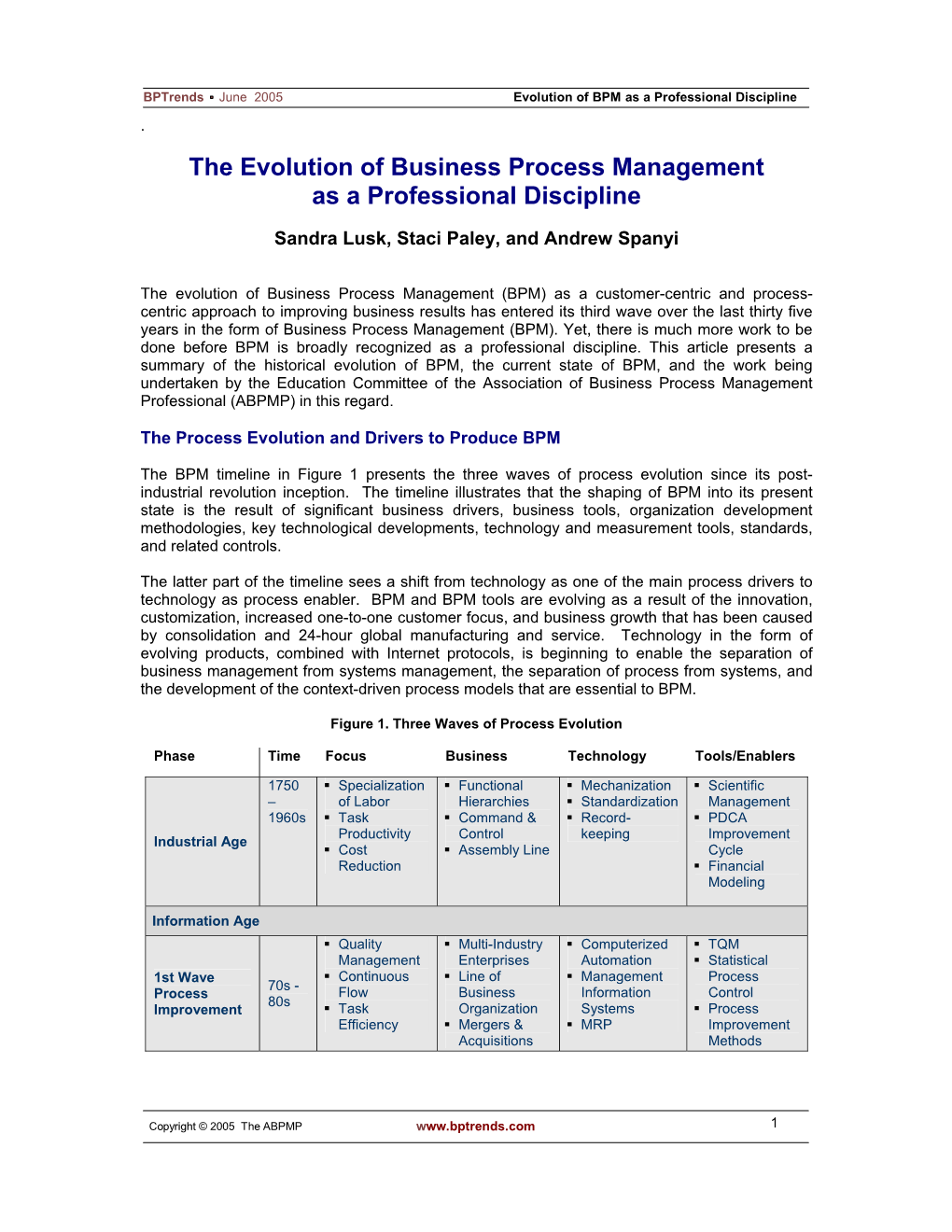 The Evolution of Business Process Management As a Professional Discipline