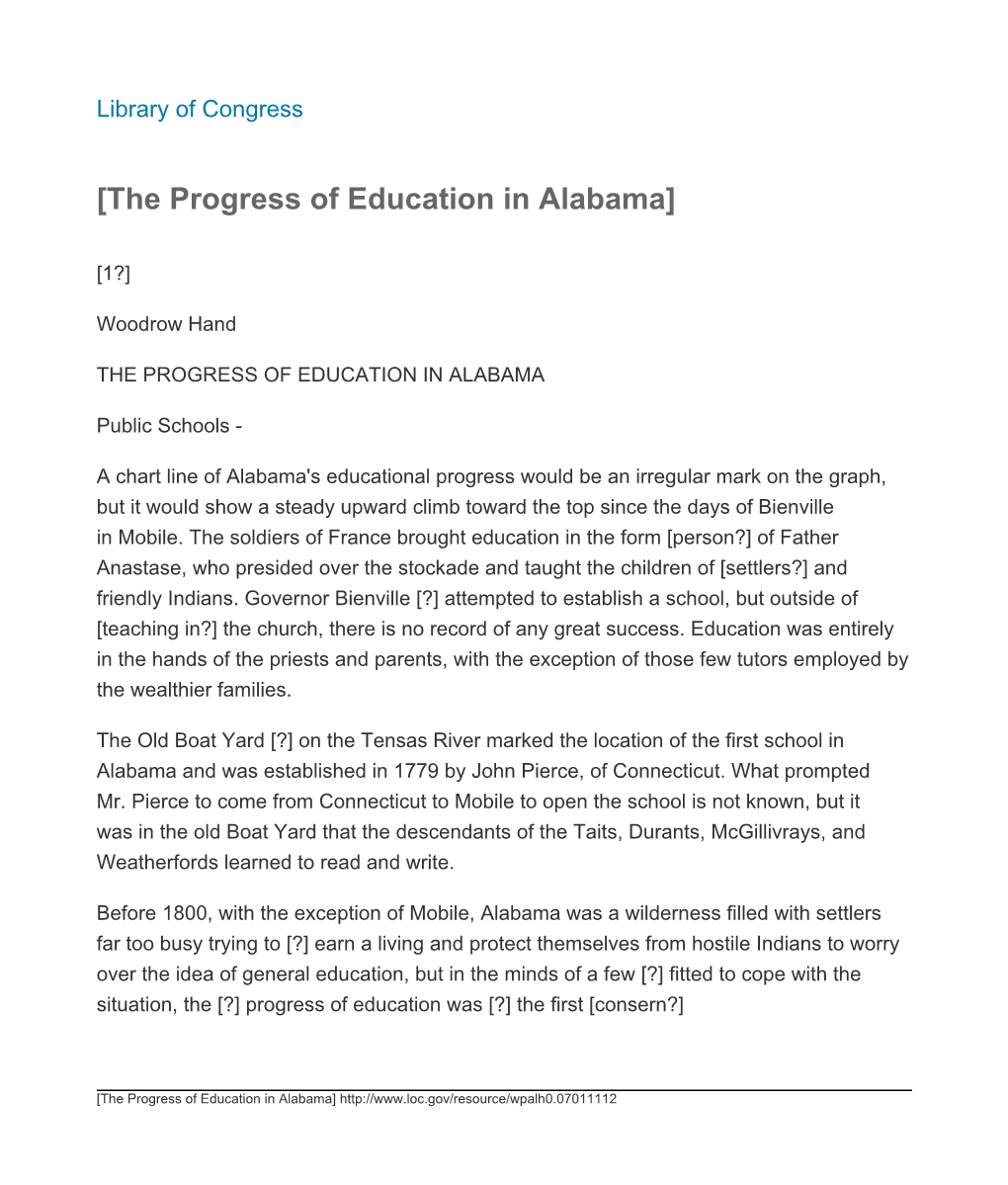 The Progress of Education in Alabama]