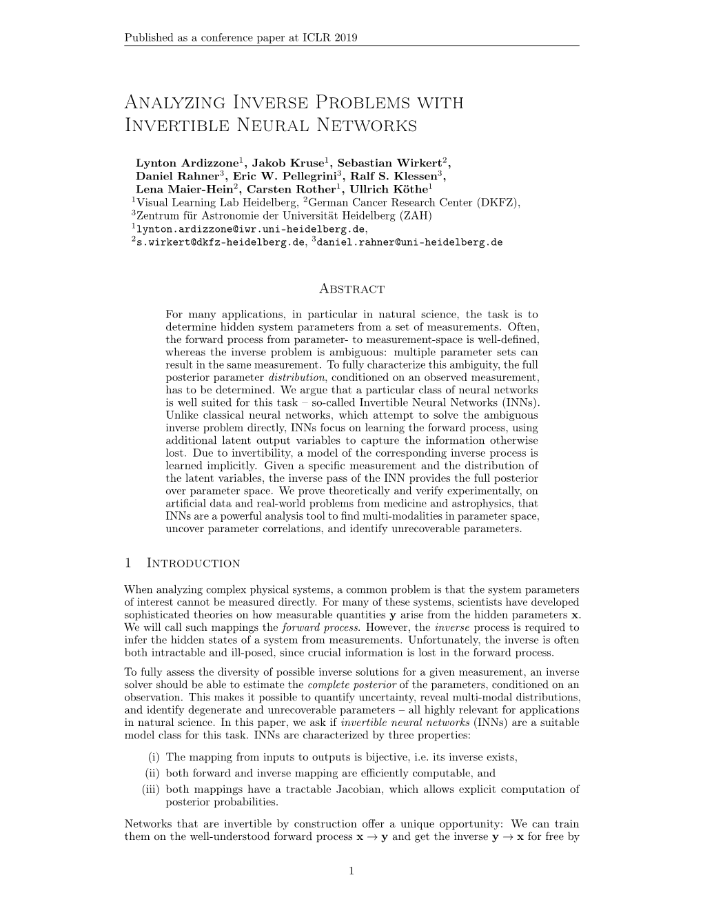 Analyzing Inverse Problems with Invertible Neural Networks