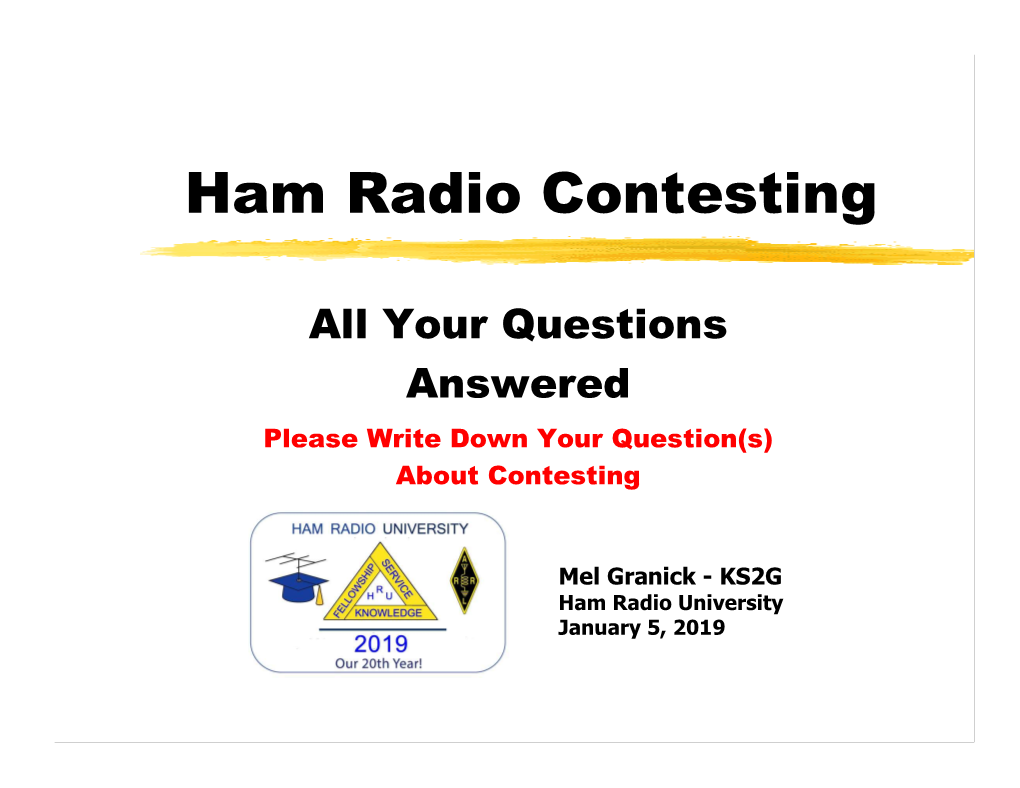 Ham Radio Contesting