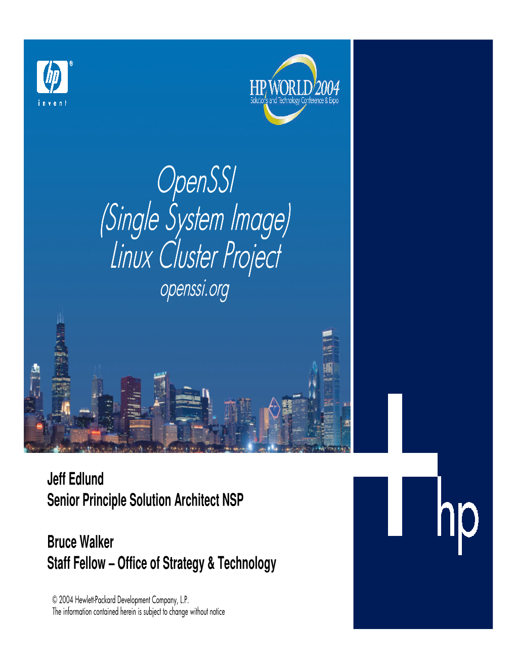 Openssi (Single System Image) Linux C Luster Project Openssi.Org