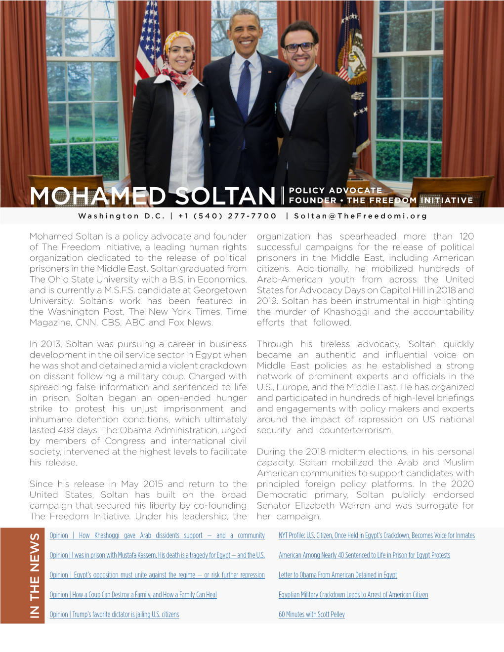 MOHAMED SOLTAN FOUNDER • the FREEDOM INITIATIVE Washington D.C