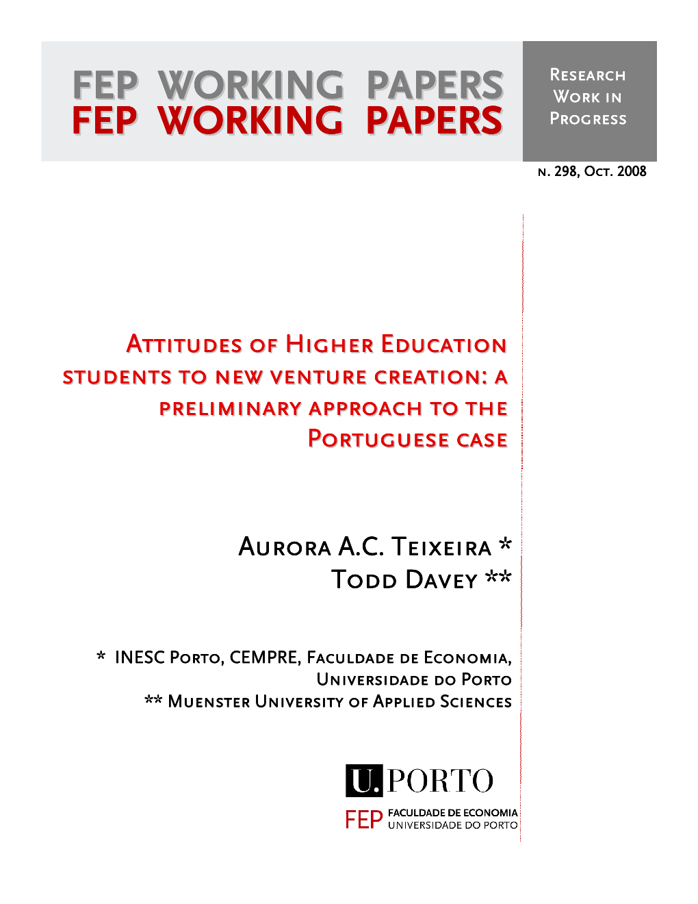 Recent FEP Working Papers
