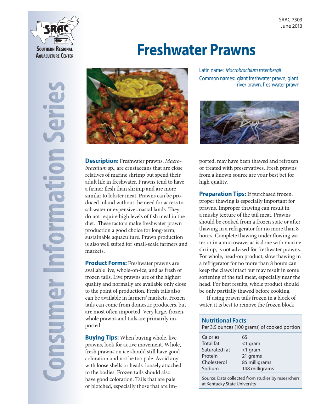 SRAC Publication No. 7303 – Freshwater Prawns