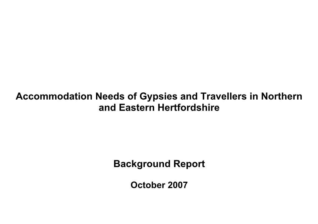 Accommodation Needs of Gypsies and Travellers in Northern and Eastern Hertfordshire