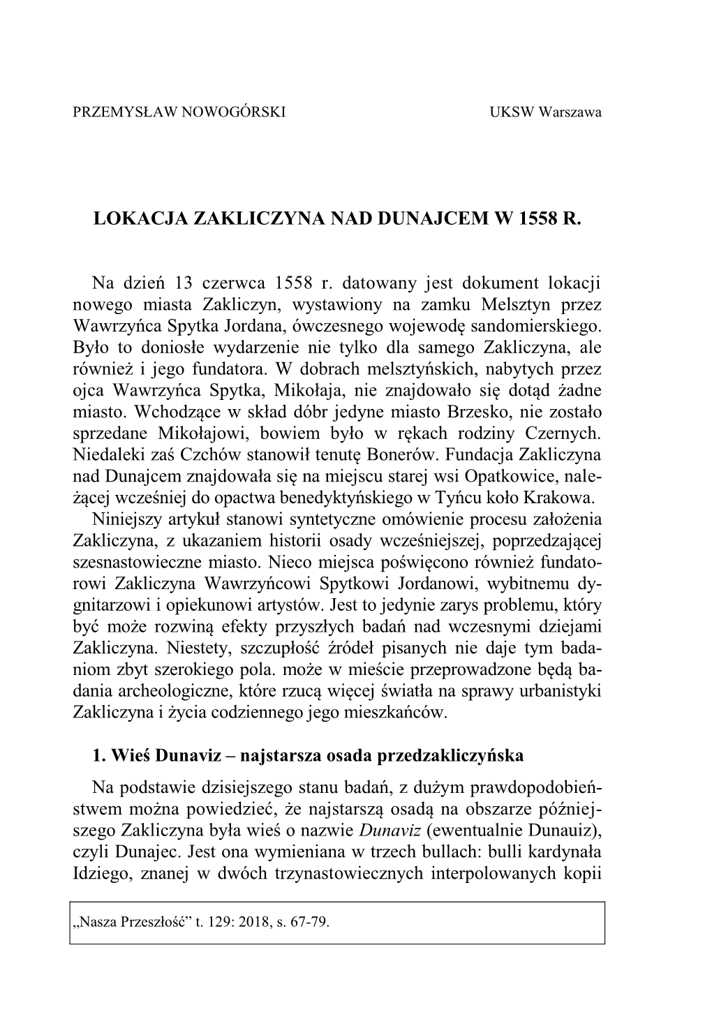 Lokacja Zakliczyna Nad Dunajcem W 1558 R