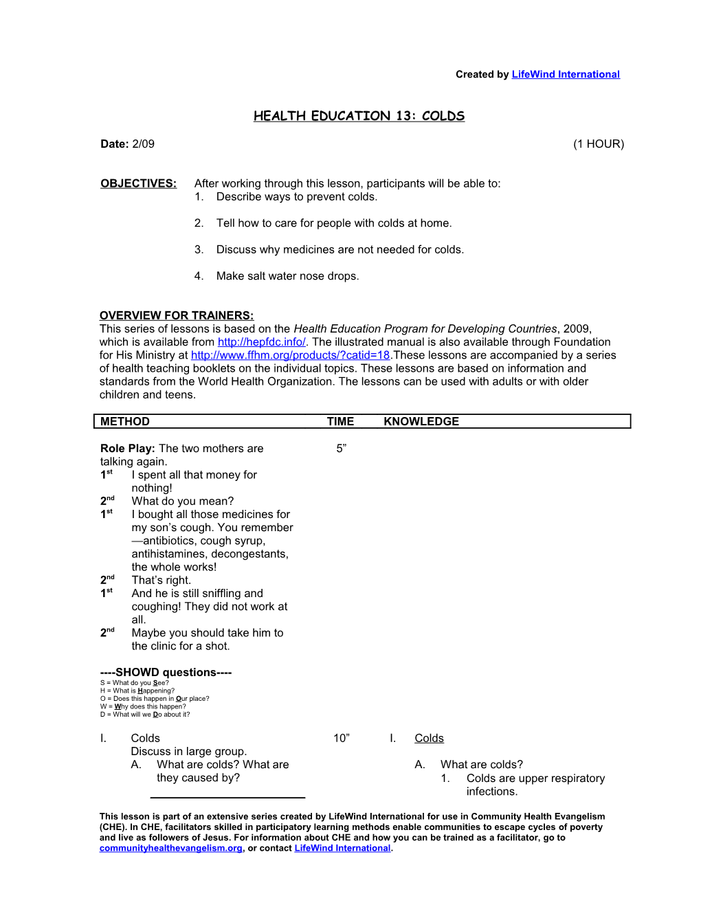 Health Education 13: Colds