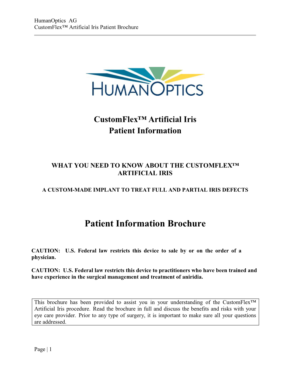 Customflex™ Artificial Iris Patient Information