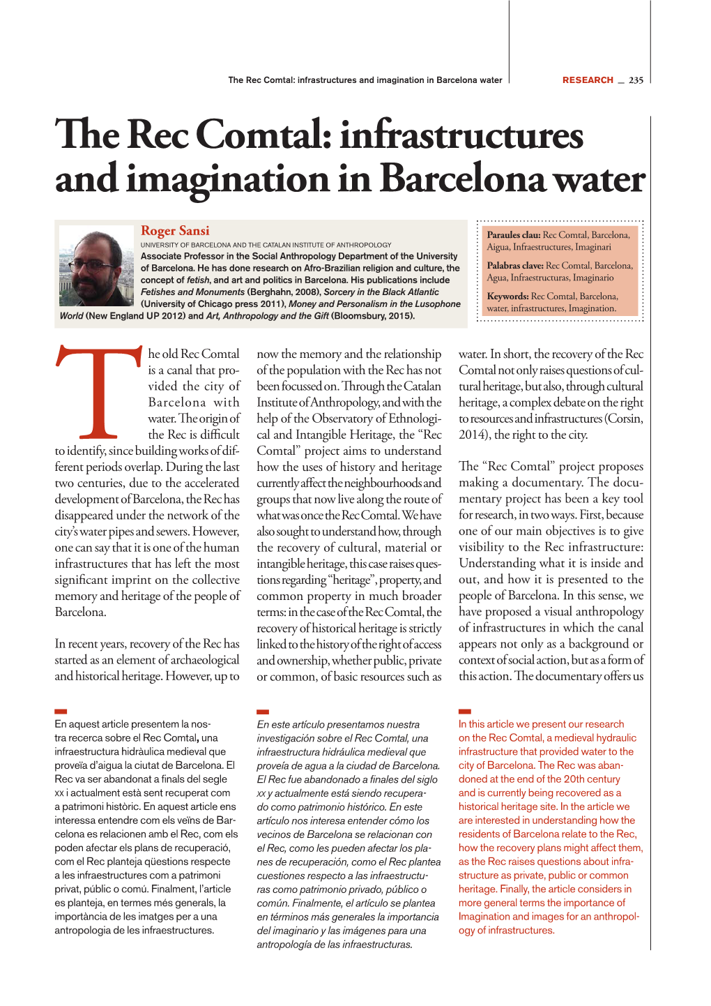 El Rec Comtal: Infraestructures I Imaginari De L'aigua a Barcelona