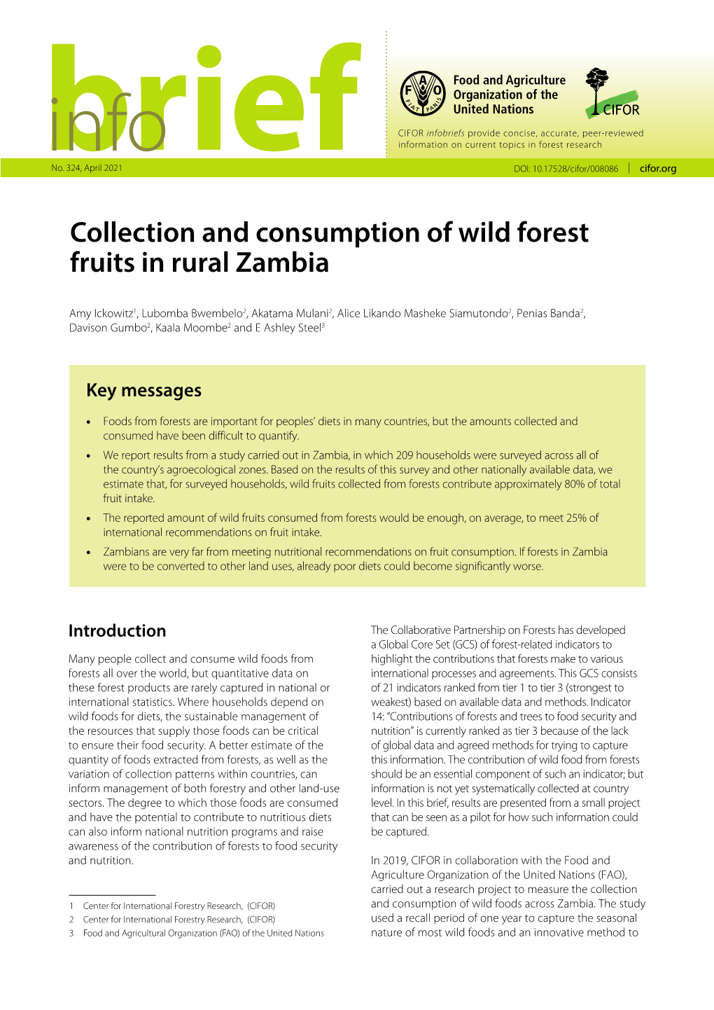 Collection and Consumption of Wild Forest Fruits in Rural Zambia