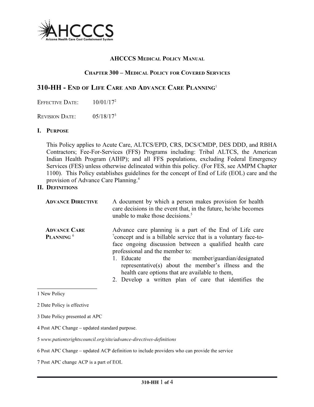 310-HH - End of Life Care and Advance Care Planning 1