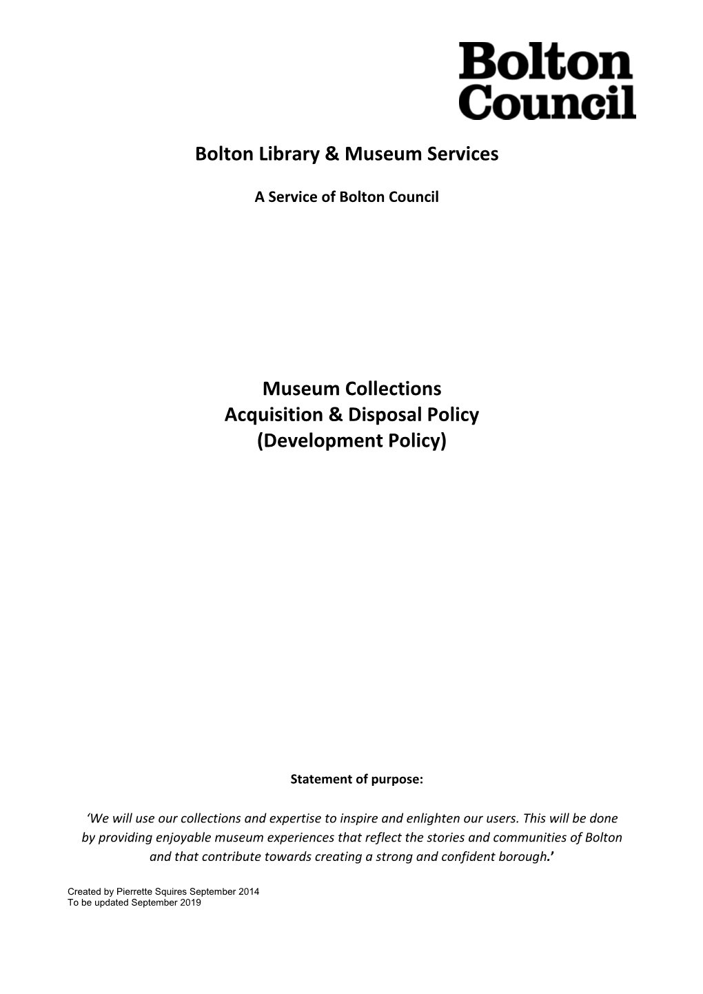 Museum Collections Acquisition & Disposal Policy