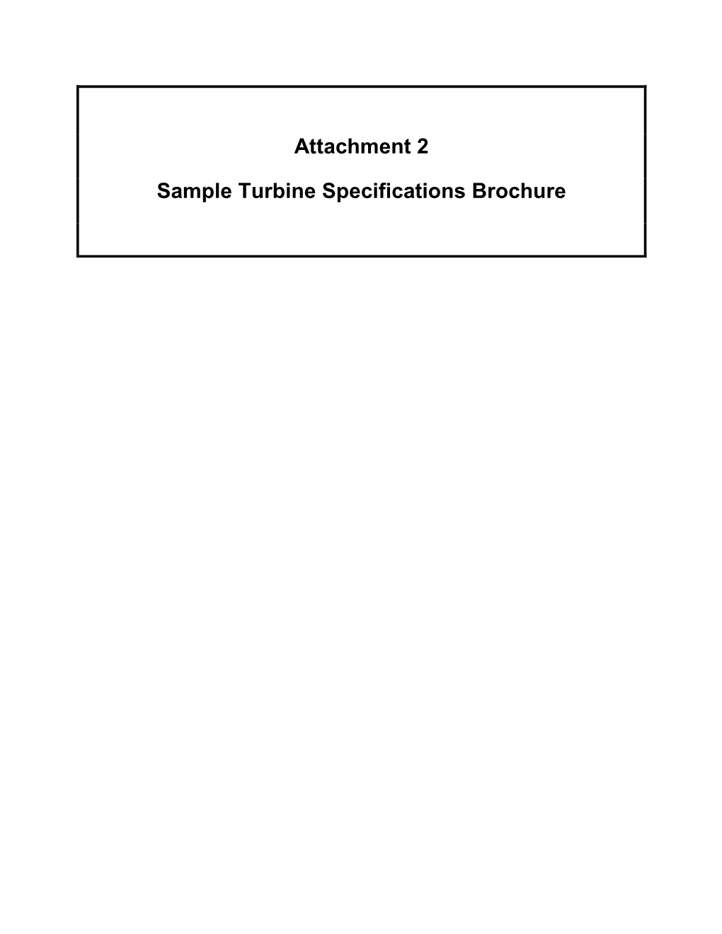 Attachment 2 Sample Turbine Specifications Brochure