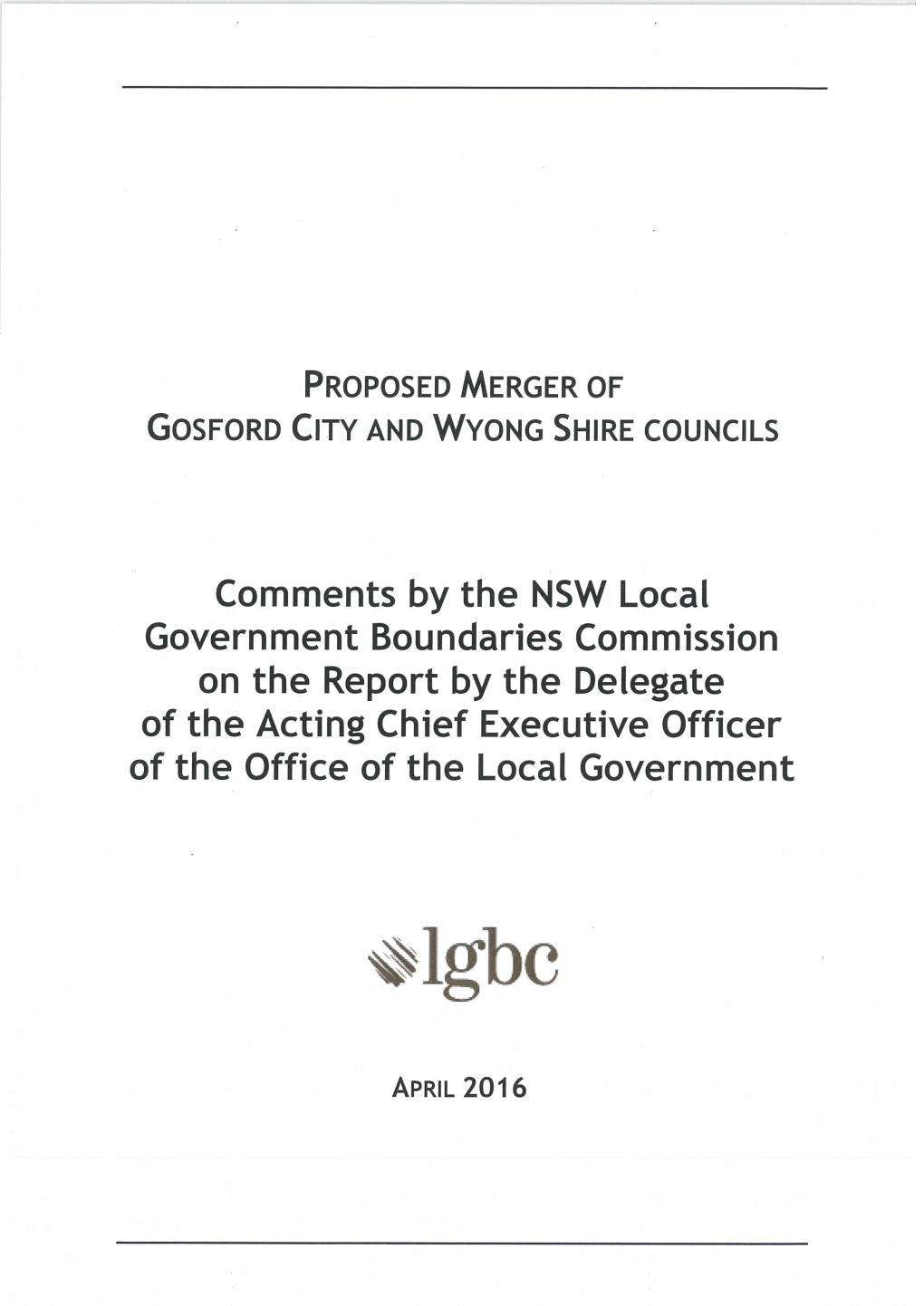 Gosford and Wyong 1 Local Government Boundaries Commission