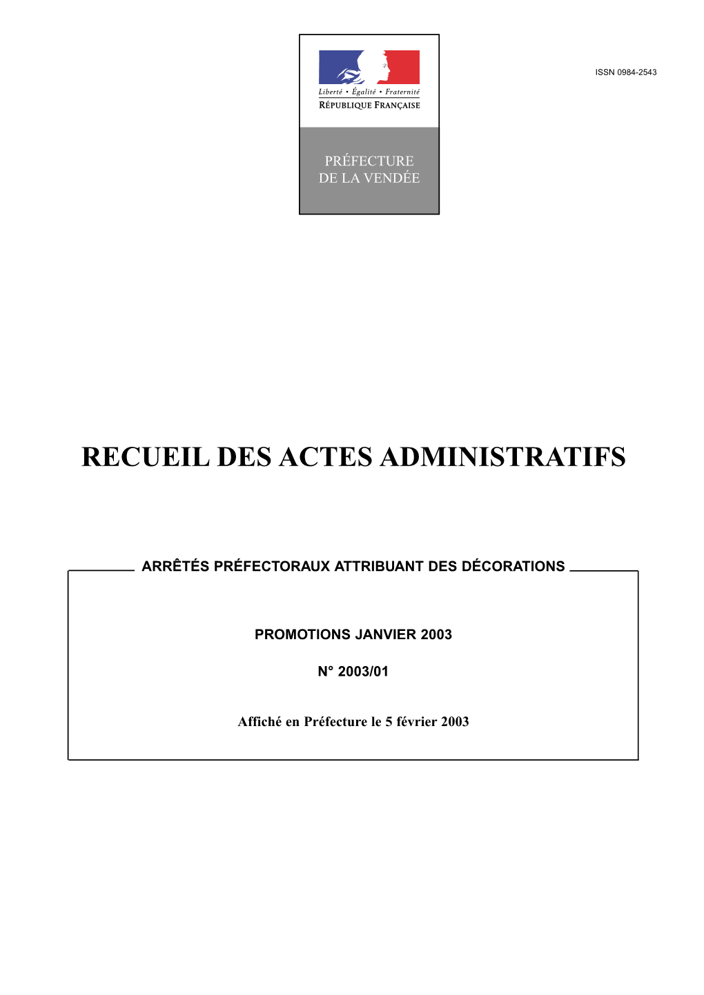 Recueil Des Actes Administratifs