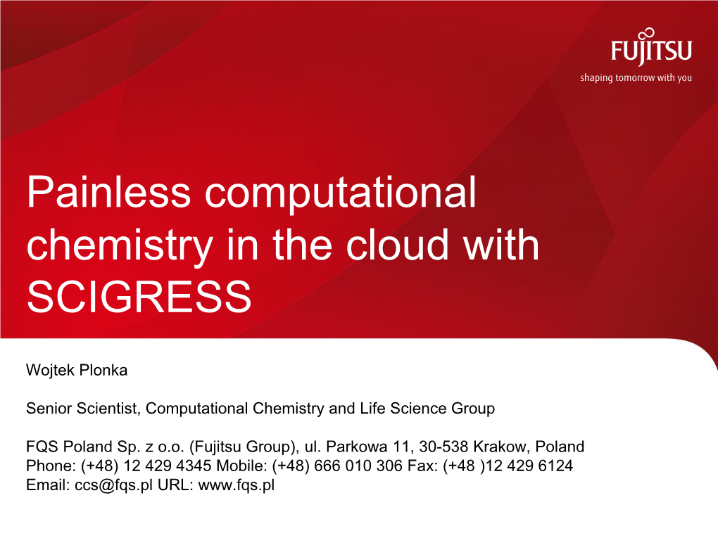 Painless Computational Chemistry in the Cloud with SCIGRESS