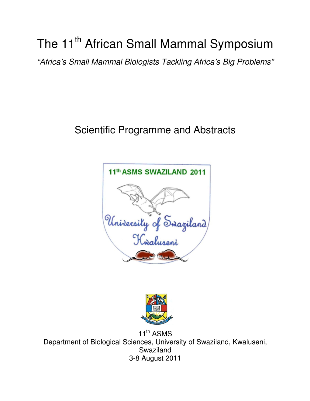 11Th African Small Mammal Symposium