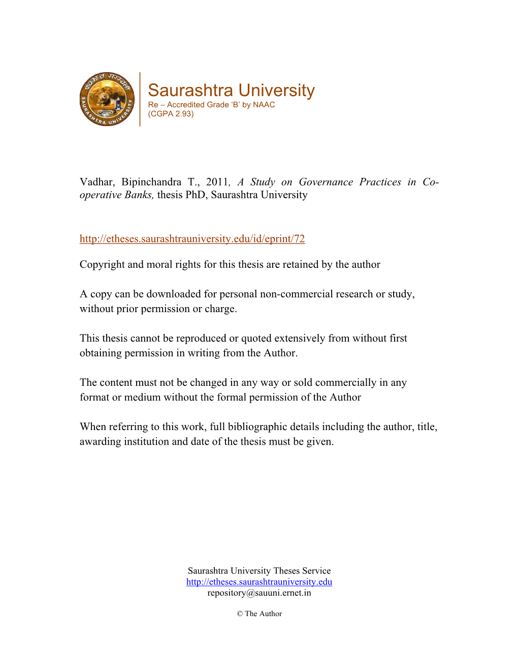 Saurashtra University Re – Accredited Grade ‘B’ by NAAC (CGPA 2.93)
