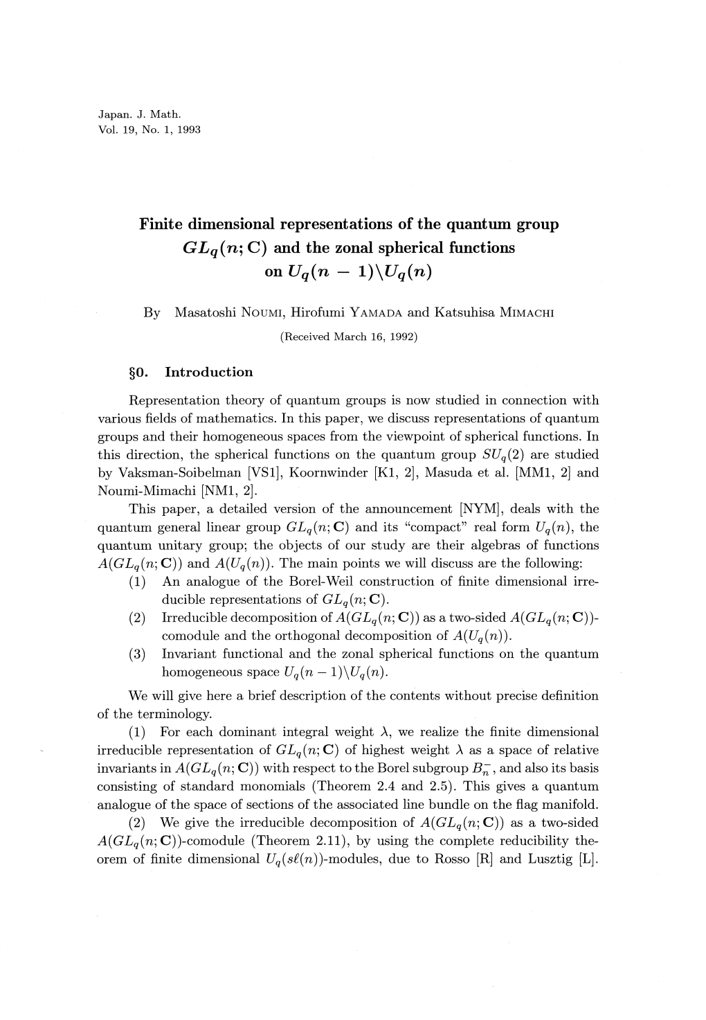 Finite Dimensional Representations of the Quantum Group