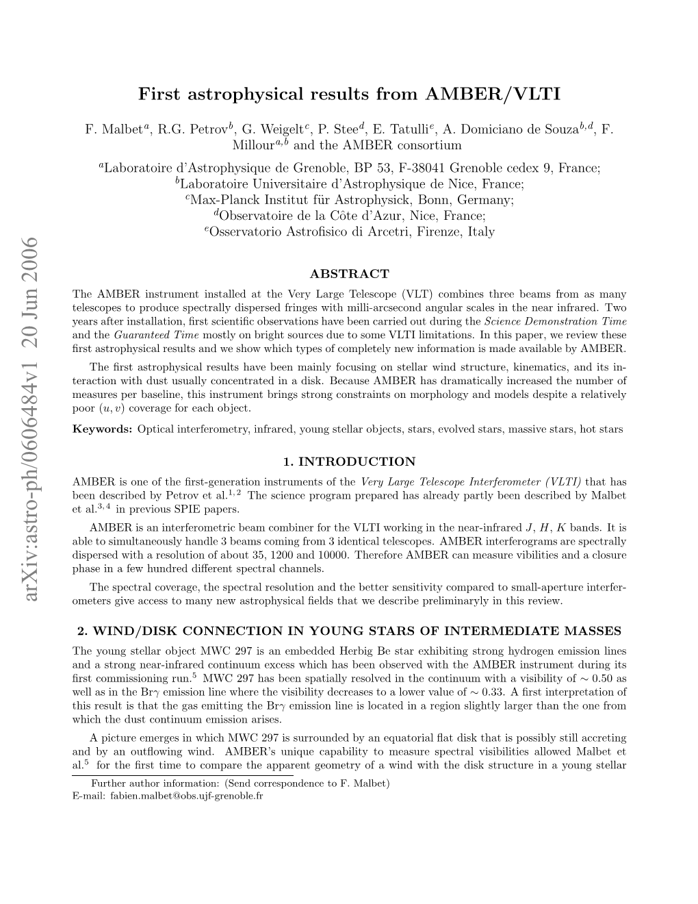 First Astrophysical Results from AMBER/VLTI