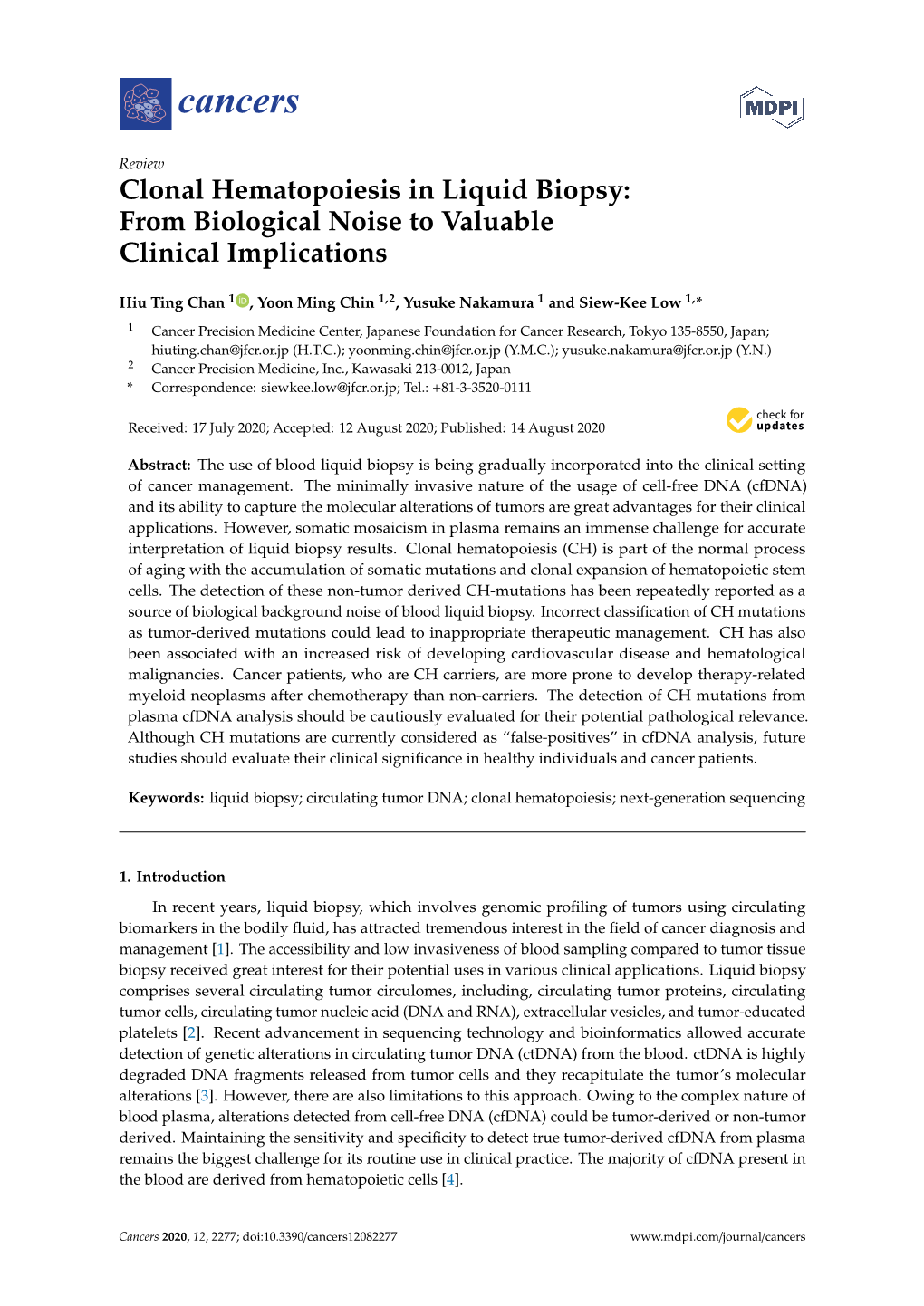 Clonal Hematopoiesis in Liquid Biopsy: from Biological Noise to Valuable Clinical Implications