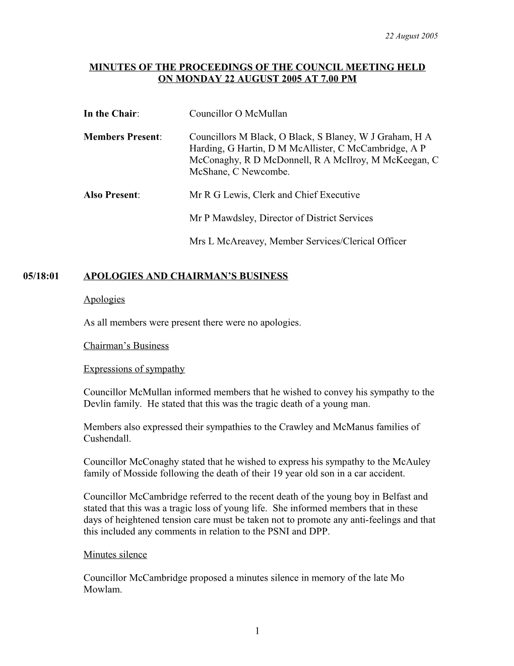 Minutes of the Proceedings of the Council Meeting Held s5