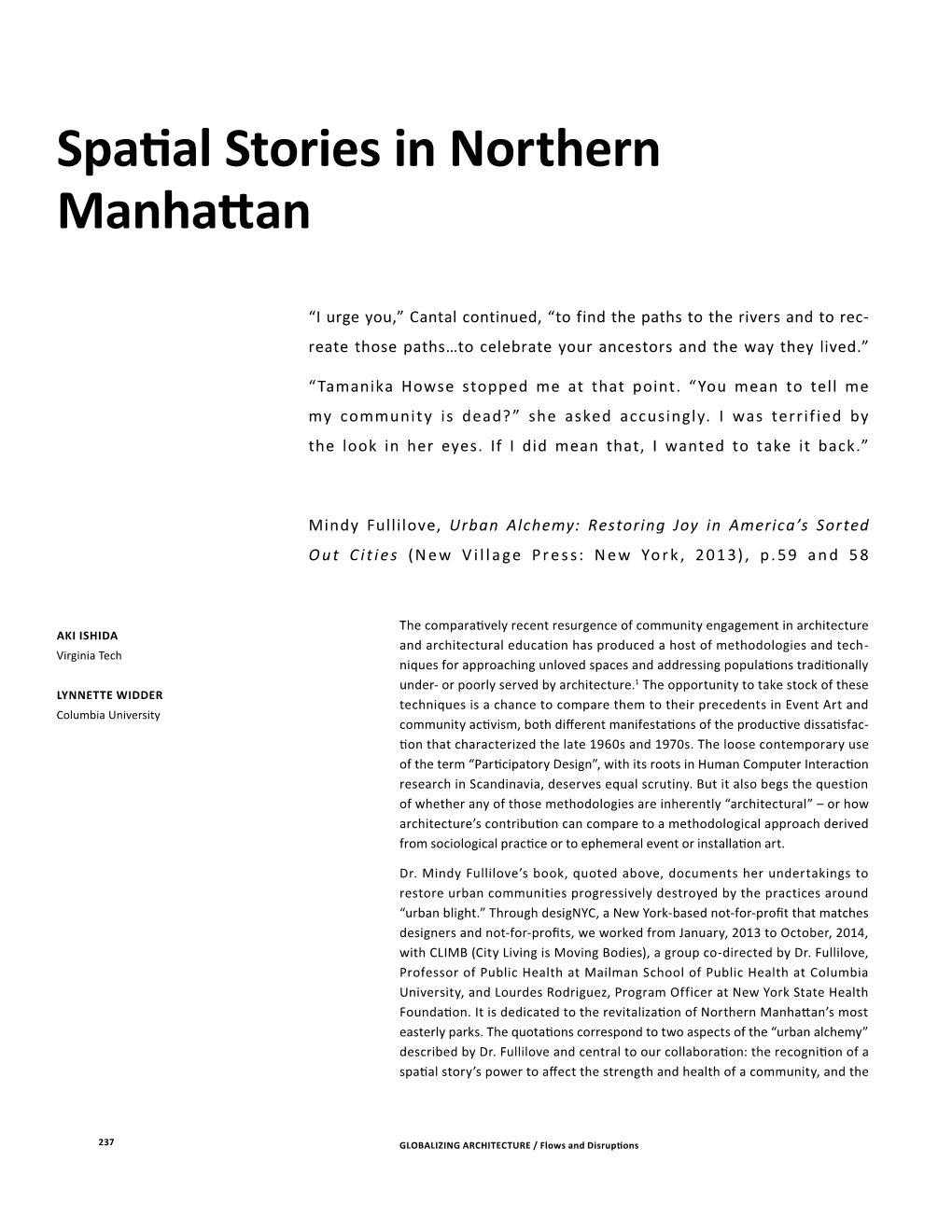 Spatial Stories in Northern Manhattan