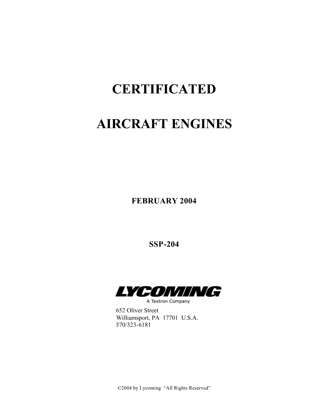 Lycoming Engine ID
