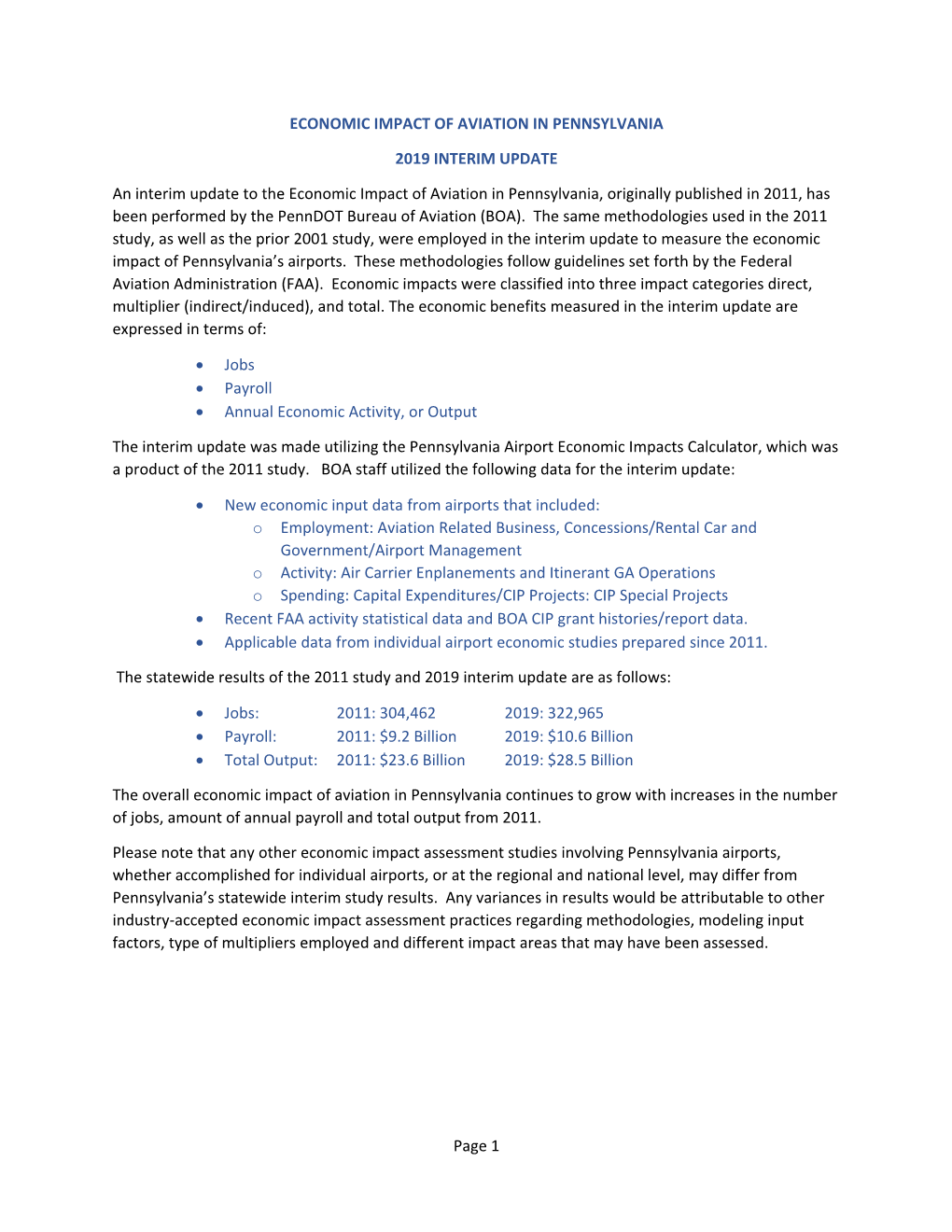 2019 Interim Economic Impact Update